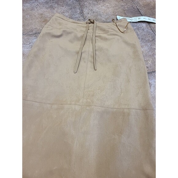 VTG Easy Spirit women's TAN skirt sz 2 microsuede front tie back slit Sz 10/12 - Picture 5 of 9
